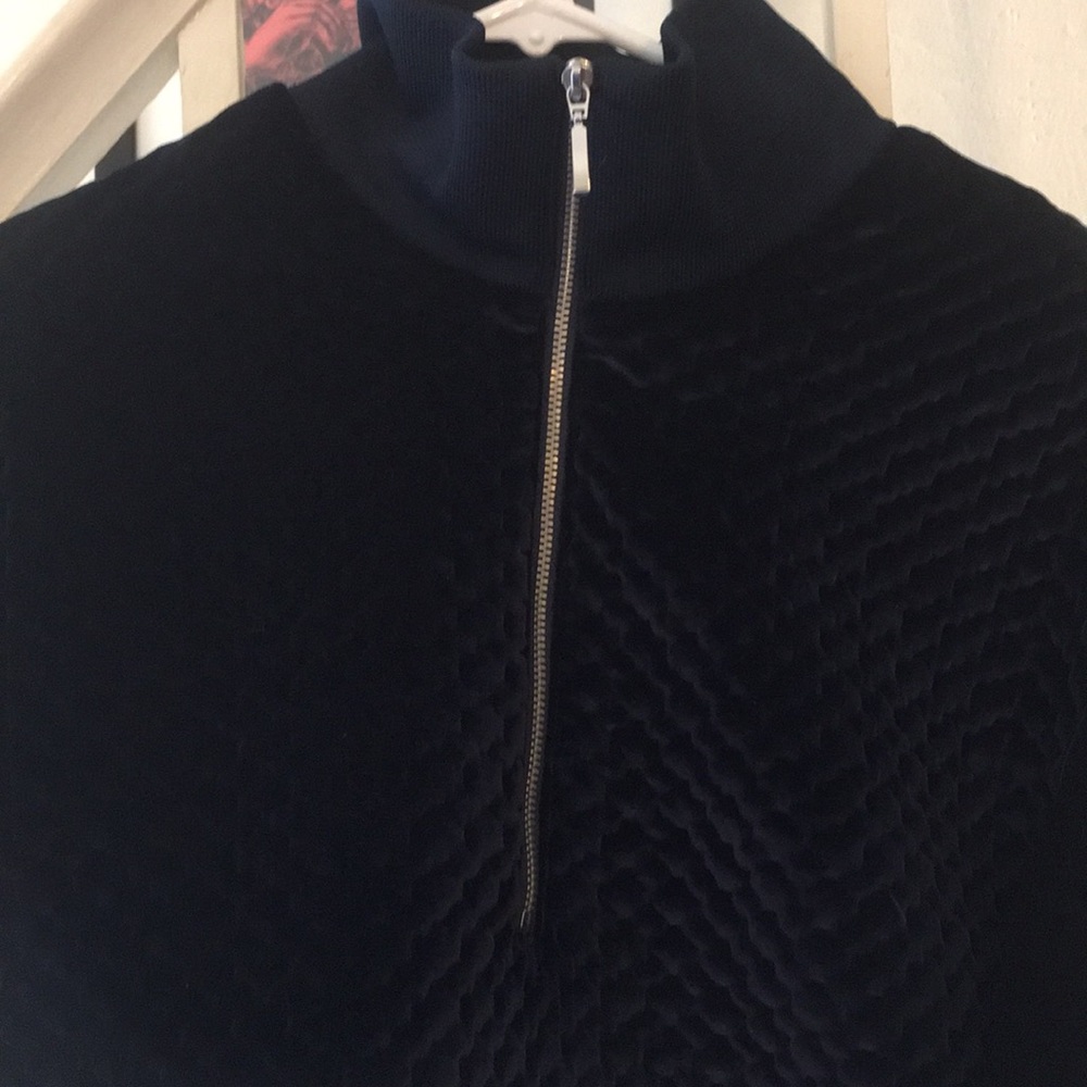 NWT Club Monaco Navy velour quarter zip sweatshirt - Picture 6 of 7